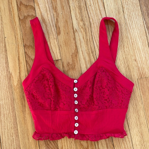 Free People Tops - Free People Lace Button Crop Top